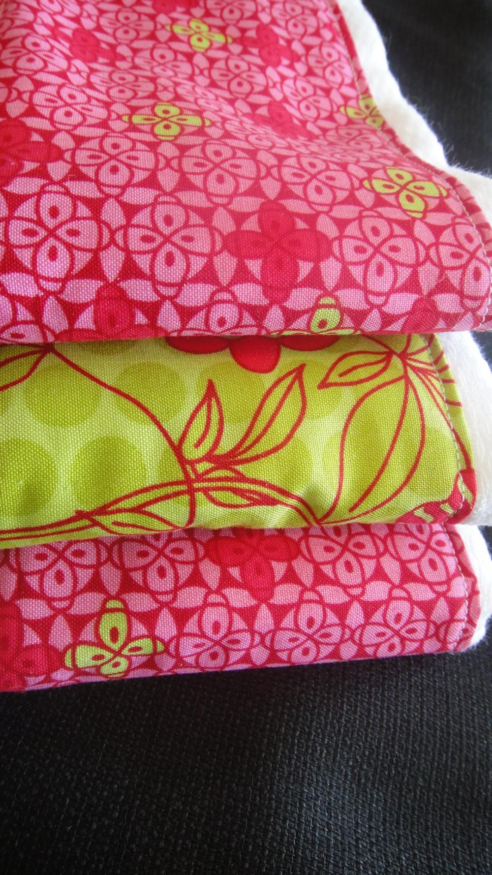 Baby Burp Cloth Set In Boutique Style Pink And Green Prints