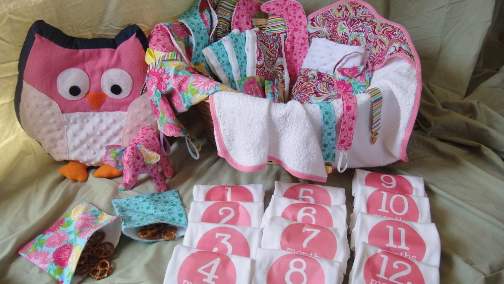 Burp Cloths, Bibs, Tag Blankets, Minky Blankets, Hooded Towels, Toys And More