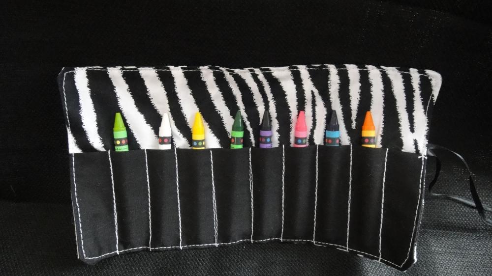 Crayon Roll With 8 Crayons, Party Favor In Zebra Print on Luulla