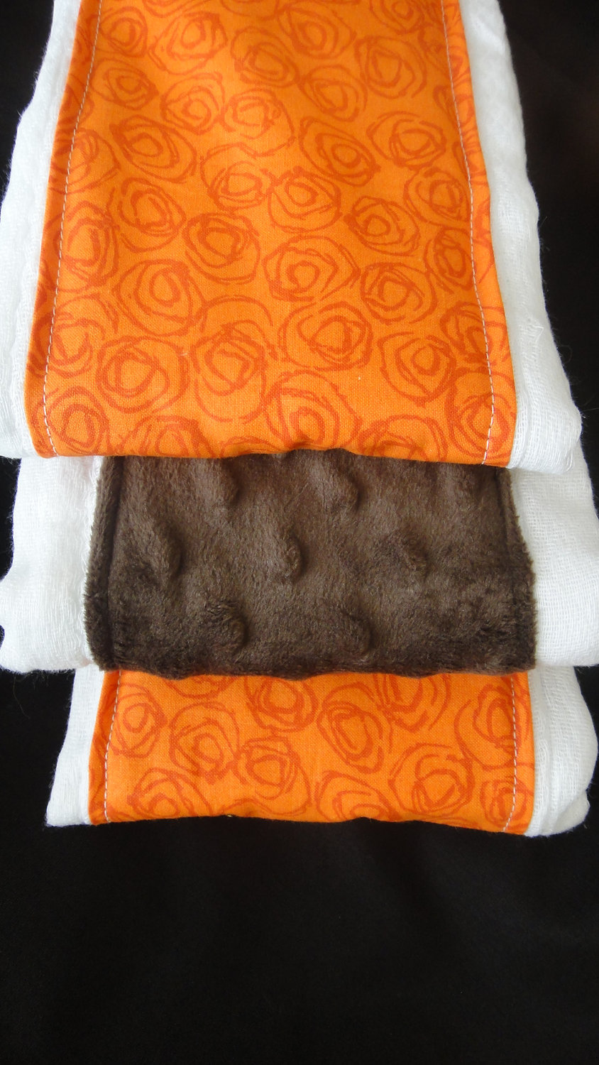 Baby Burp Cloth Set In Boutique Style Brown And Orange Prints