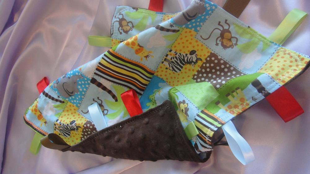 Jungle Lovey Minky Security Blanket Baby Cotton Fabric